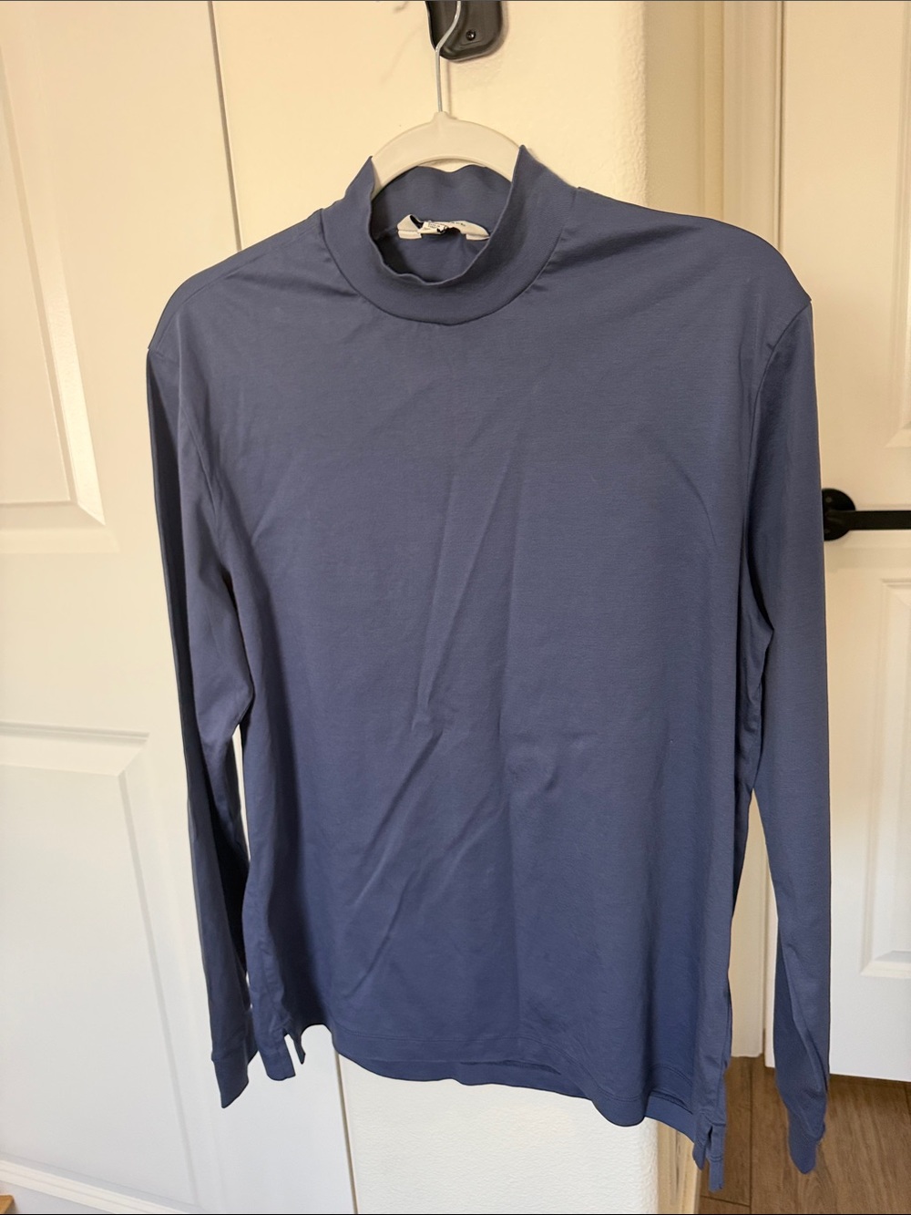 Club Monaco Men's Long Sleeve Mock Neck Shirt in Slate Blue